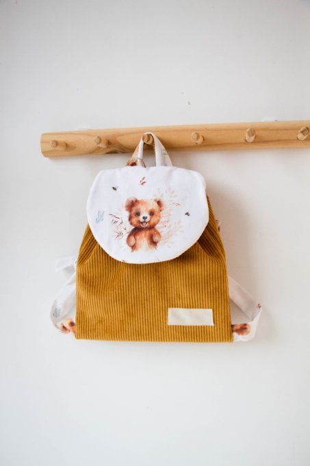 Cartable velours moutarde ourson en stock