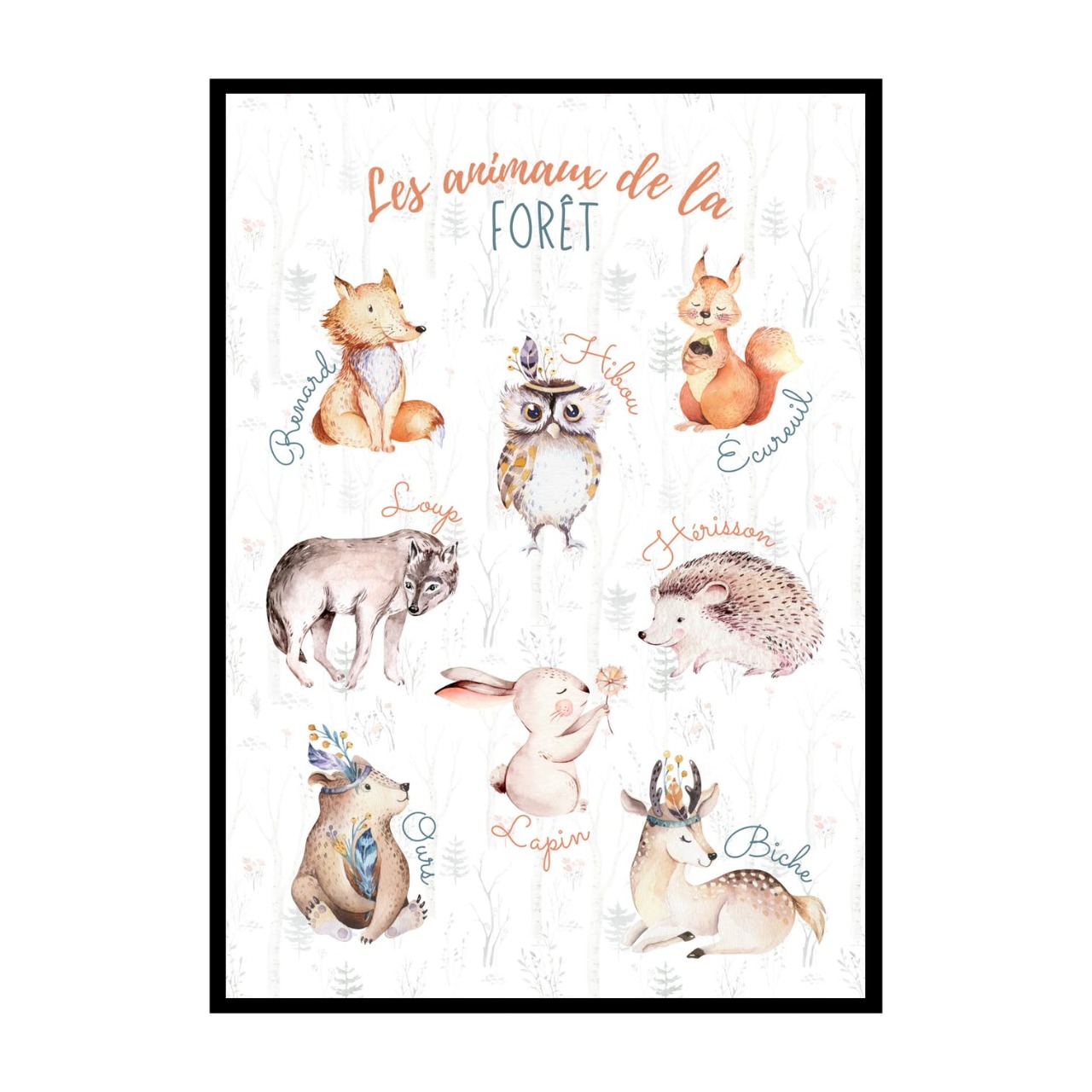 Affiche animaux de la forêt